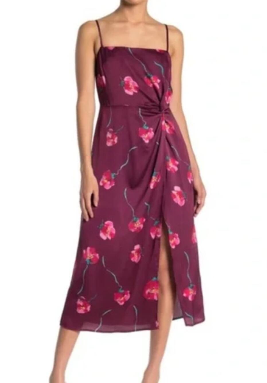 LUSH COCKTAIL new size small plum fushia sleeveless dress satin midi lined